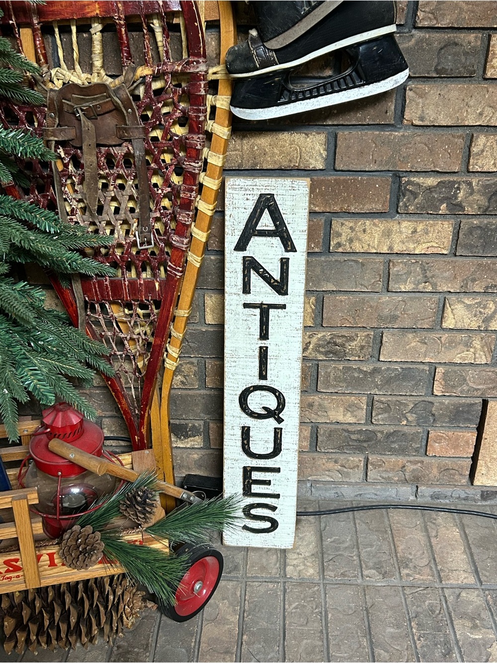 Rustic 'ANTIQUES' Vertical Wood Sign Primitives by Kathy
